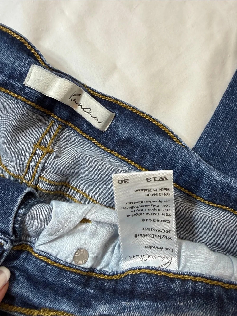 KanCan Dark Blue Frayed Hem Skinny Jeans